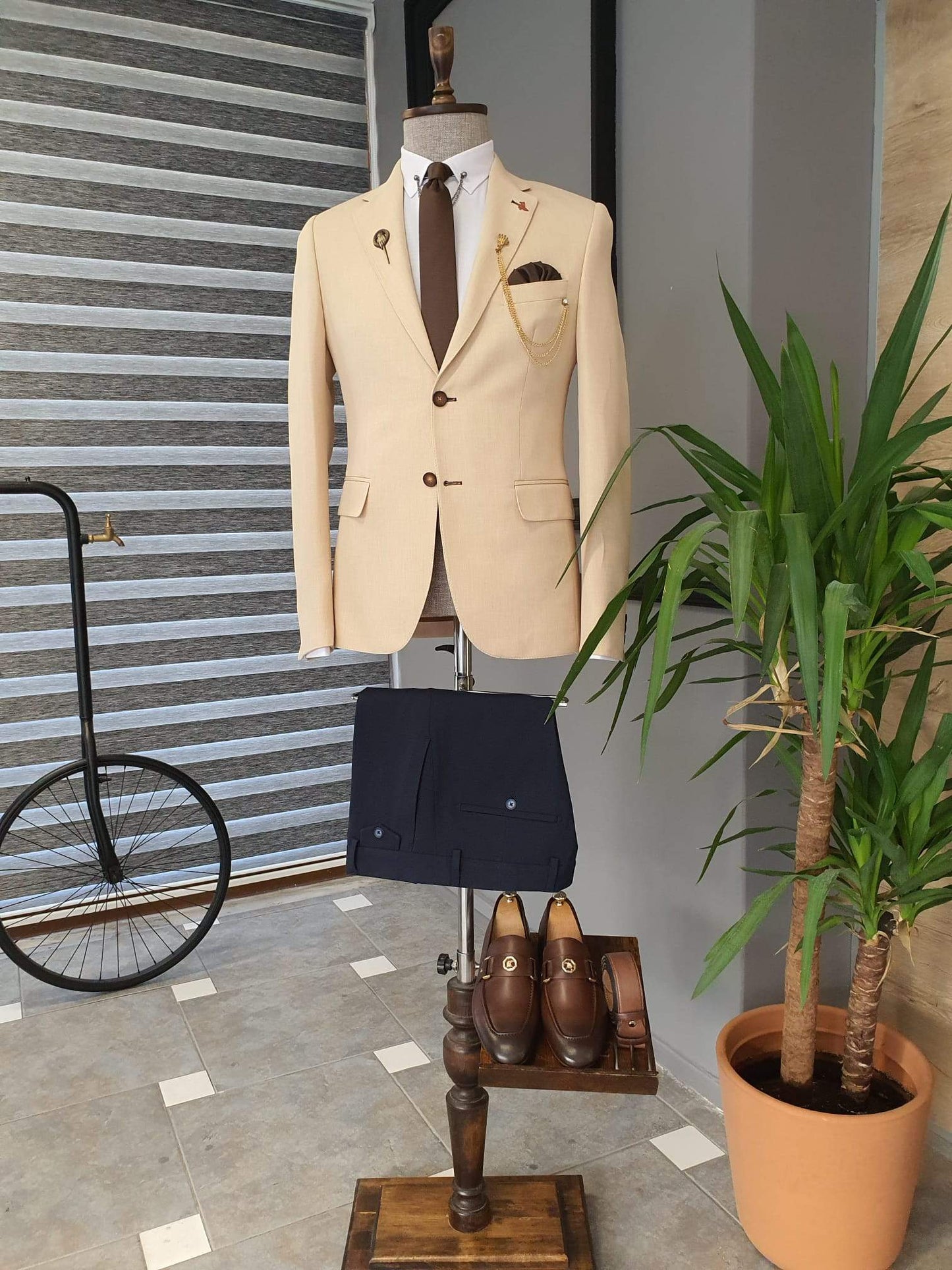 Metha Beige Slim Fit Suit