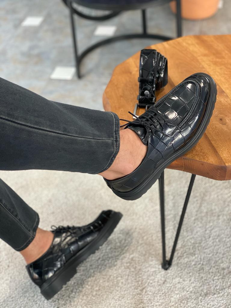 Leon Black Leather Shoes