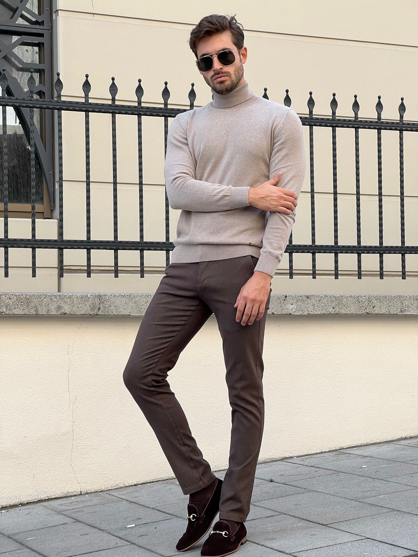 Rick Beige Turtleneck Sweater