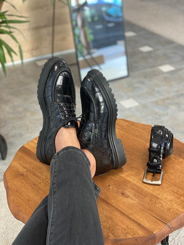 Leon Black Leather Shoes