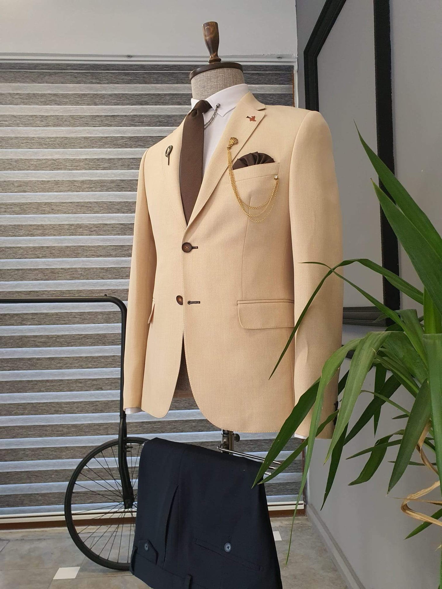 Metha Beige Slim Fit Suit