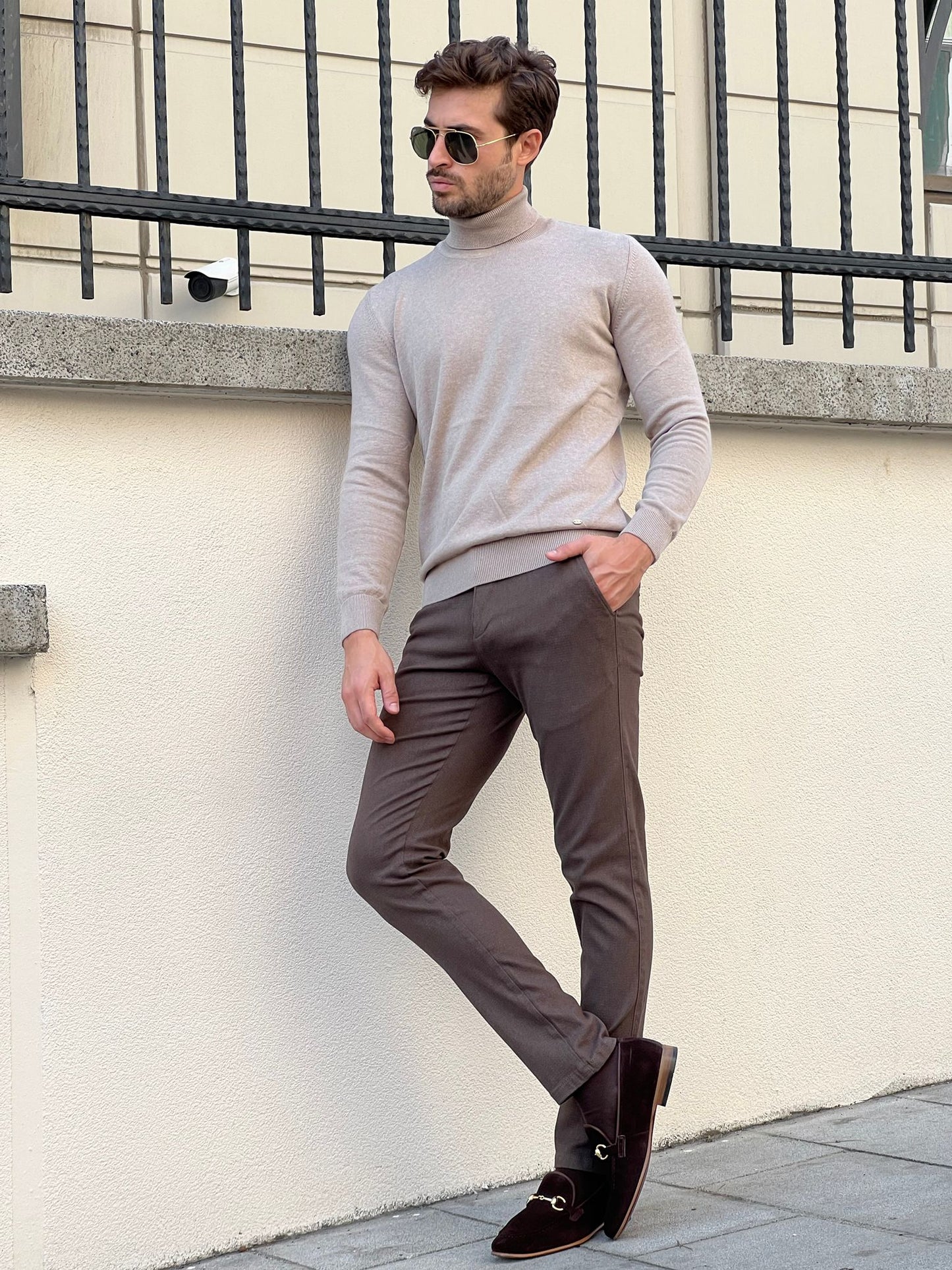 Rick Beige Turtleneck Sweater