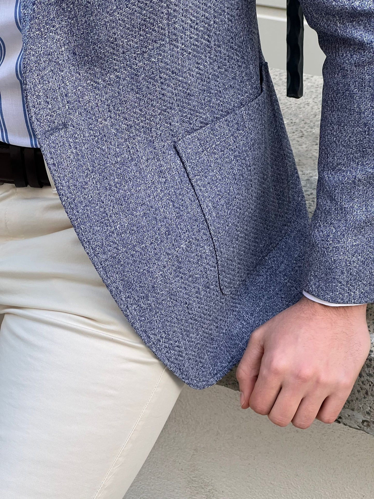 David Blue Self-Patterned Slim Fit Blazer