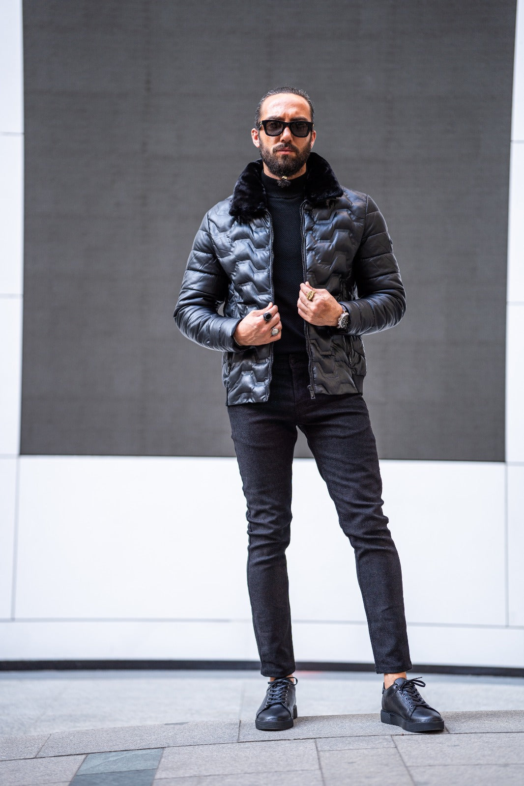 Glenn Black Slim Fit Coat