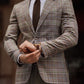 Rava Beige Plaid Slim Fit Blazer