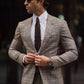 Rava Beige Plaid Slim Fit Blazer