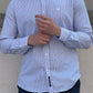 Constantine Striped Slim Fit Shirt (White & Blue)