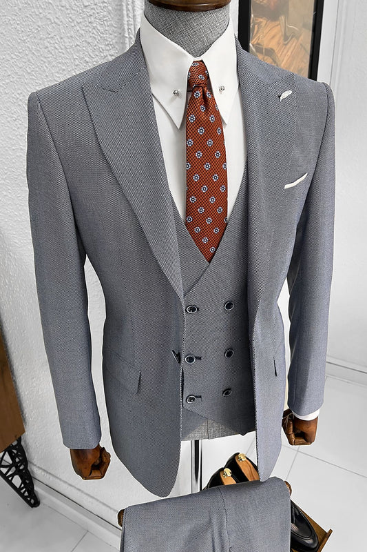 Selma Light Blue Patterned Slim Fit Suit