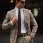 Rava Beige Plaid Slim Fit Blazer