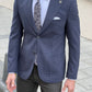 Samuel Navy Blue Houndstooth Wool Blazer