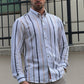 Axim Striped Slim Fit Shirt (White & Navy Blue)