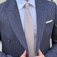 Conan Navy Blue Striped Double-Breasted Wool Suit