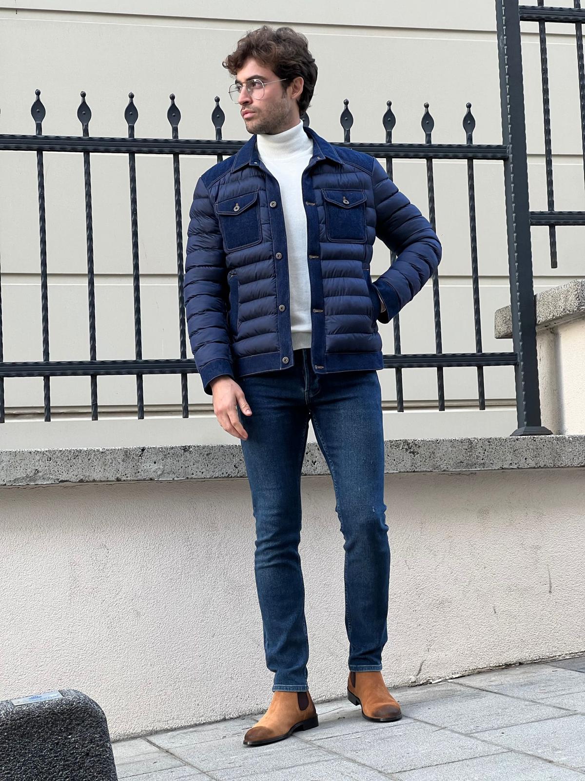 Rony Navy Blue Slim Fit Coat