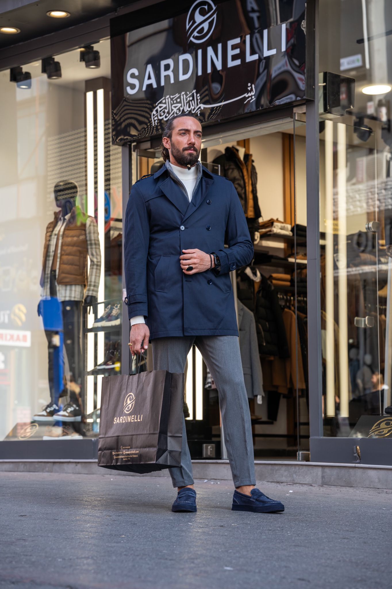 Randall Navy Blue Trench Coat