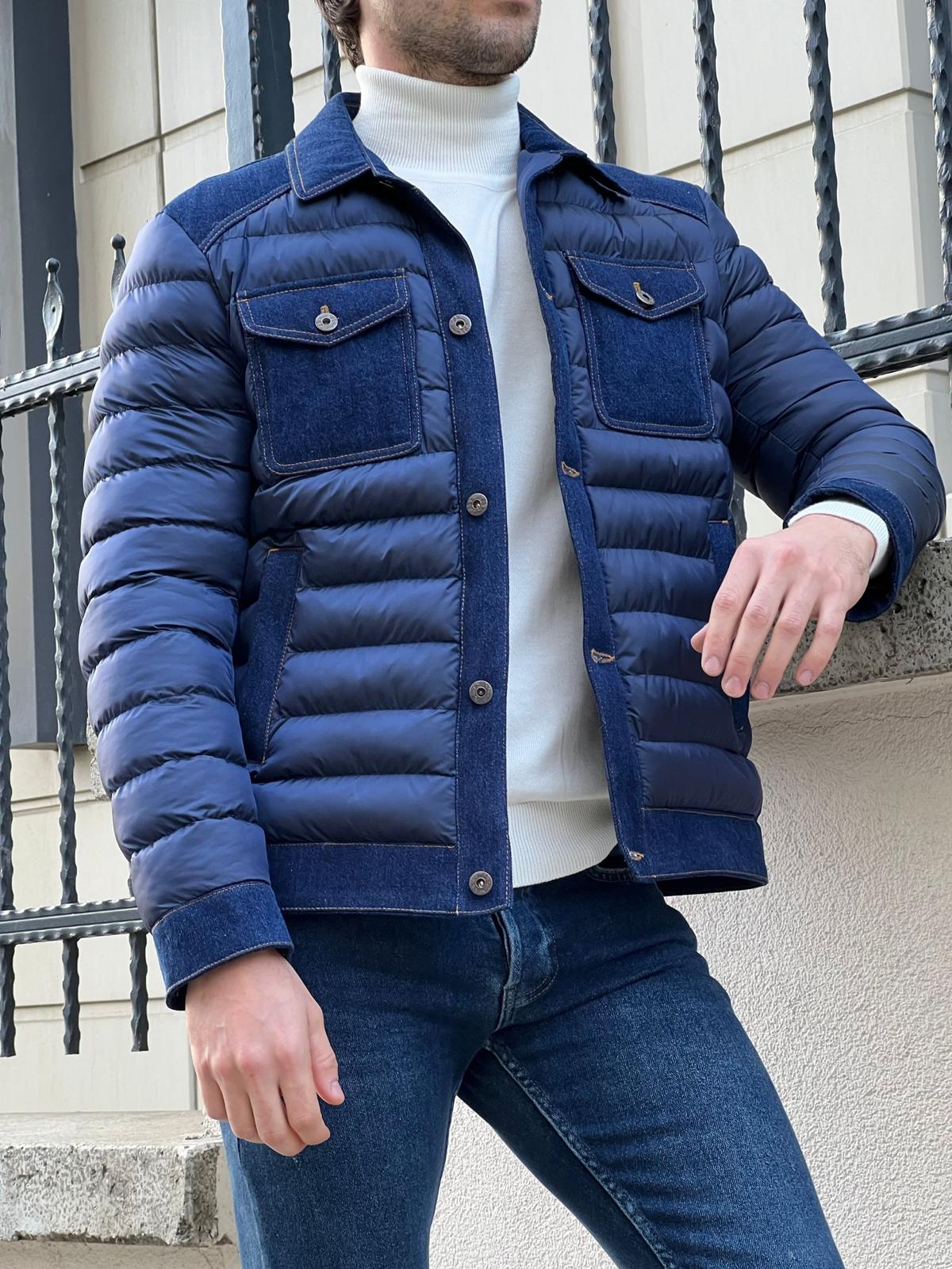 Rony Navy Blue Slim Fit Coat