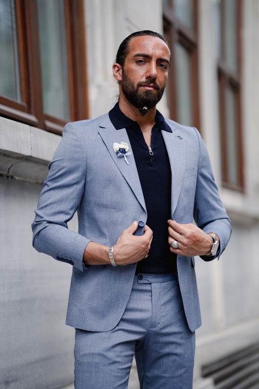 Javier Ice Blue Slim Fit Suit