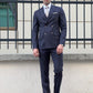 Conan Navy Blue Striped Double-Breasted Wool Suit