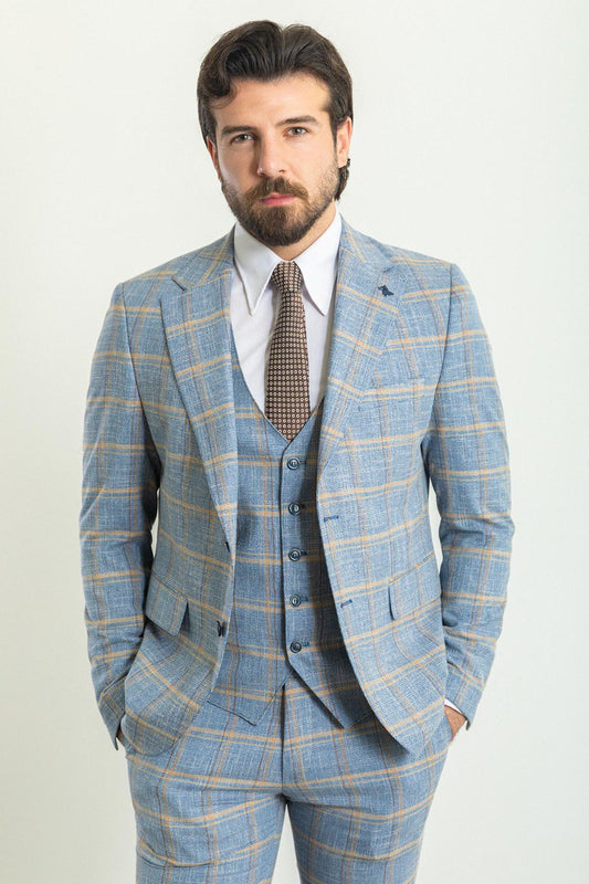 Simon Blue Plaid Suit