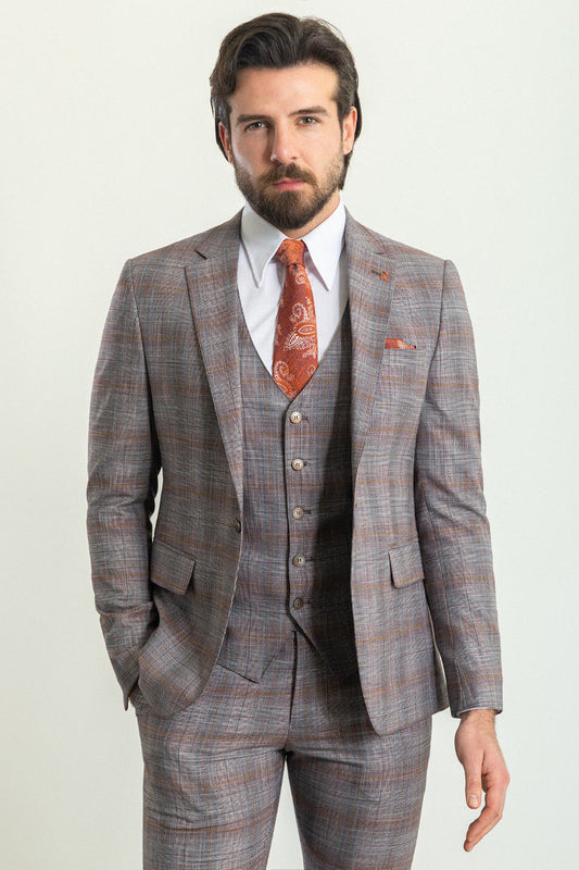 Hart Plaid Suit (Gray & Orange)