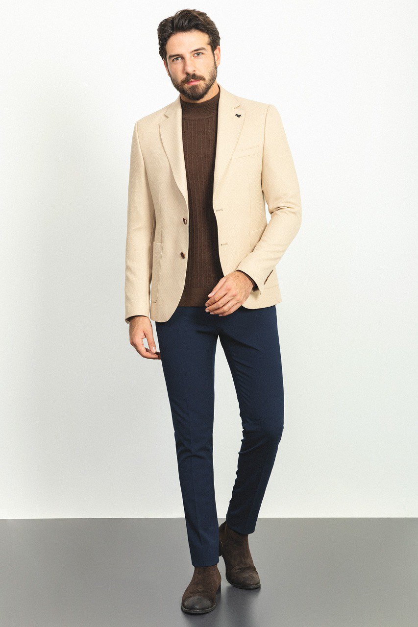 Sam Beige Patterned Blazer