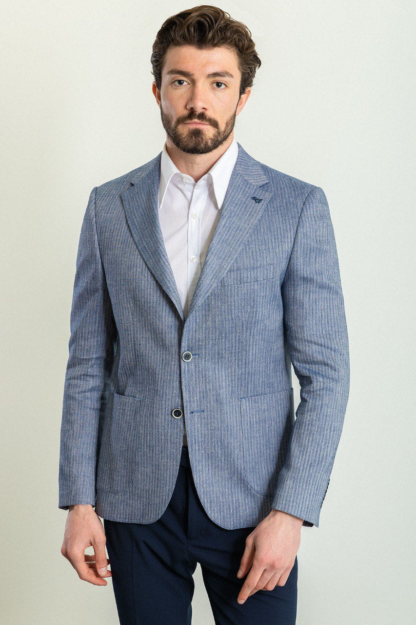 Ruth Blue Patterned Blazer