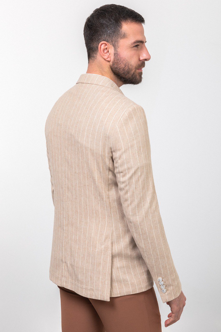 Crax Beige Striped Blazer