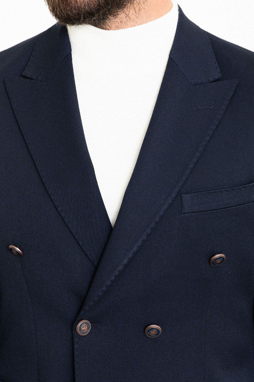 Logan Navy Blue Double Breasted Blazer