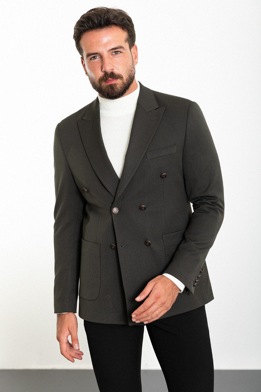 Logan Dark Gray Double Breasted Blazer