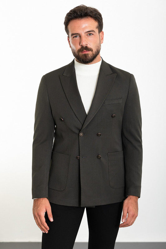 Logan Dark Gray Double Breasted Blazer