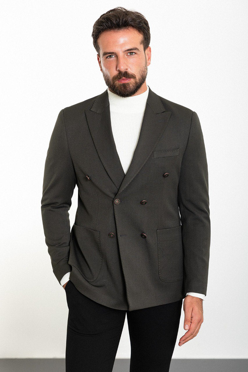 Logan Dark Gray Double Breasted Blazer