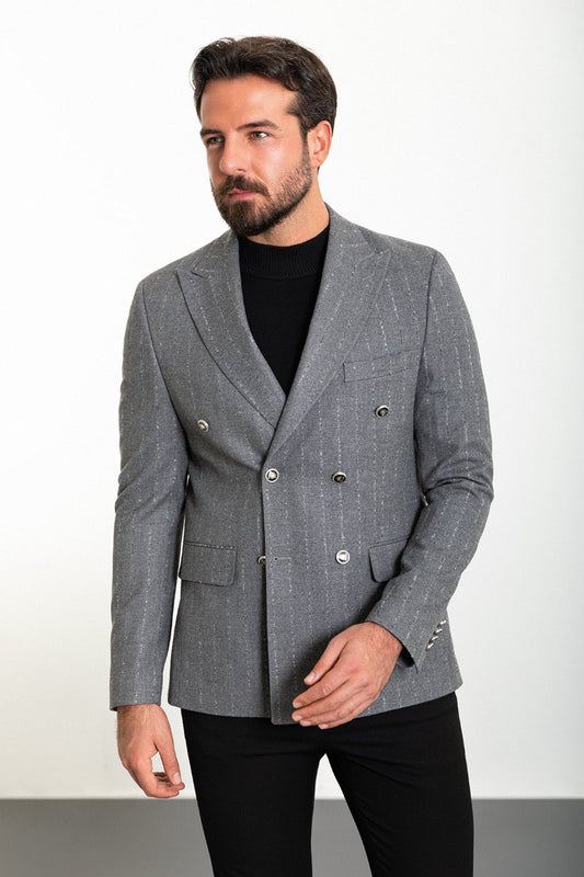 Randall Gray Striped Blazer