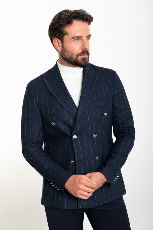 Randall Navy Blue Striped Blazer