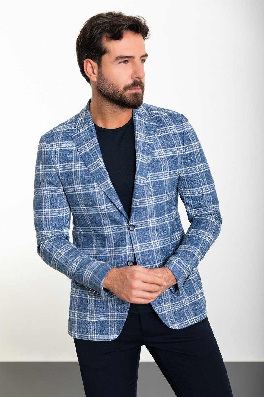 Kray Blue Plaid Blazer