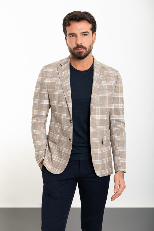 Kray Beige Plaid Blazer