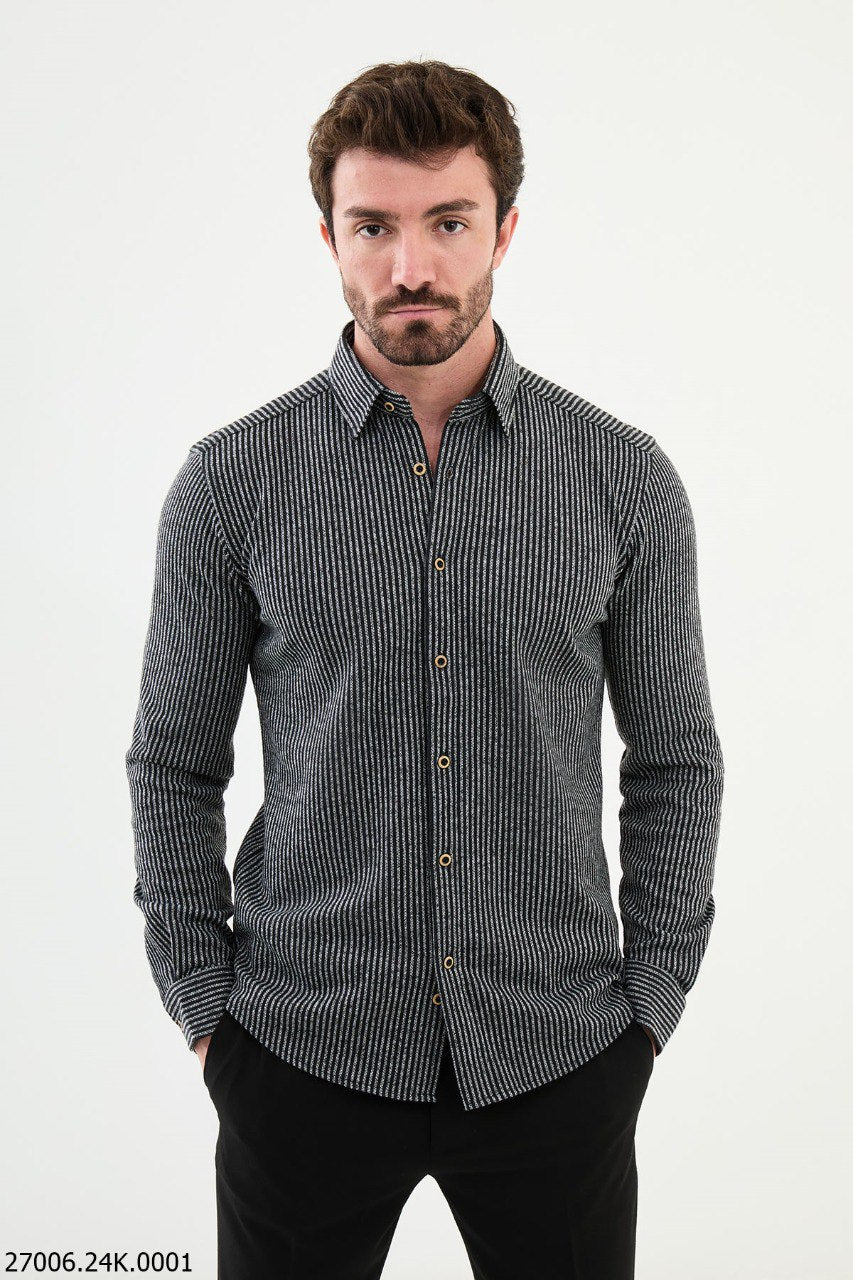 Blorn Black & Gray Striped Shirt