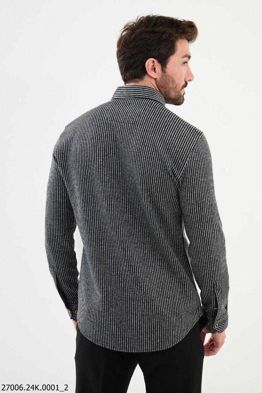 Blorn Black & Gray Striped Shirt