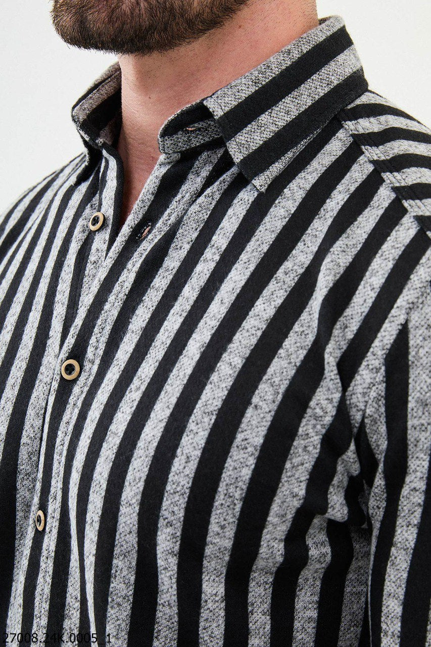 Slagor Black & Gray Striped Shirt