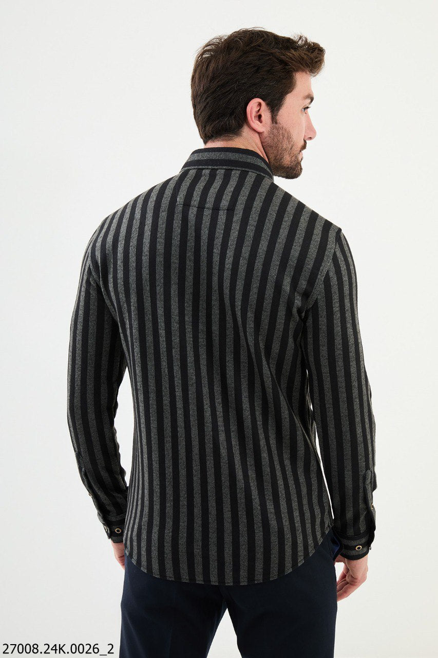 Slagor Dark Gray Striped Shirt