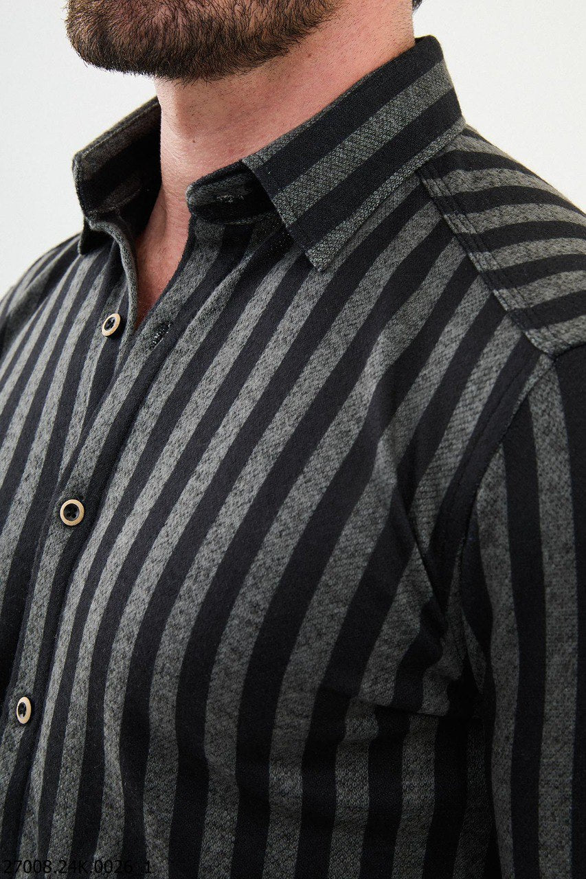 Slagor Dark Gray Striped Shirt