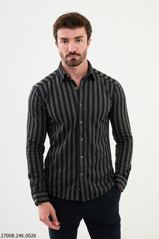 Slagor Dark Gray Striped Shirt