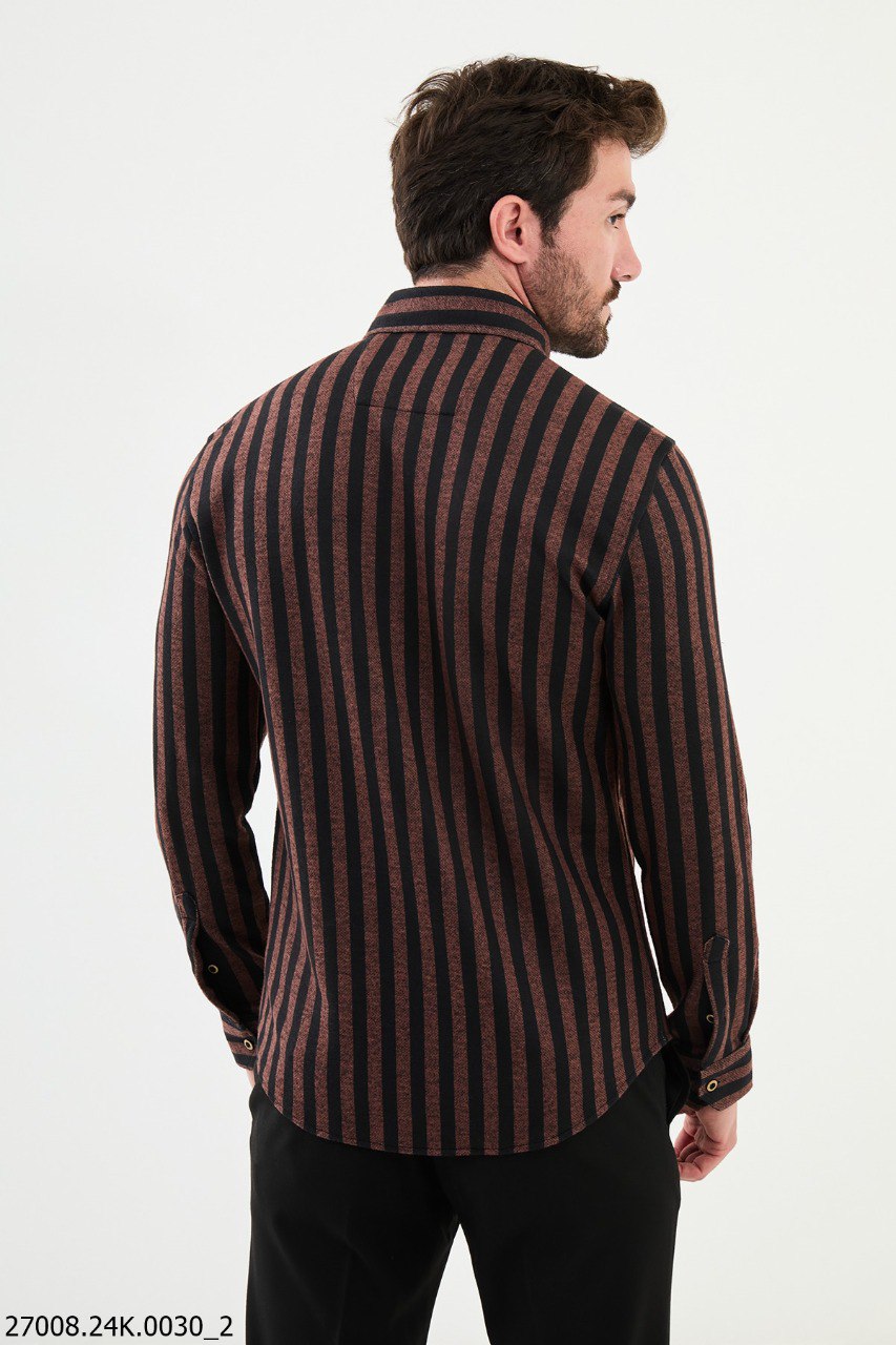 Slagor Brown Striped Shirt