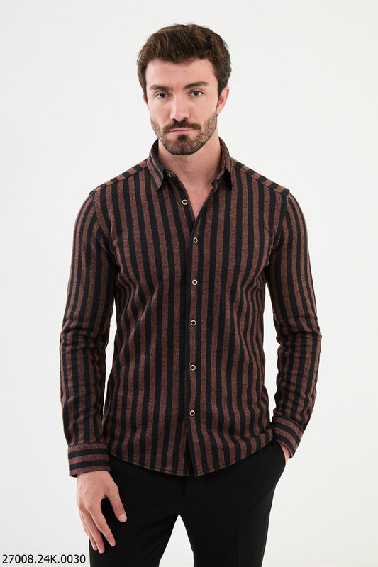 Slagor Brown Striped Shirt