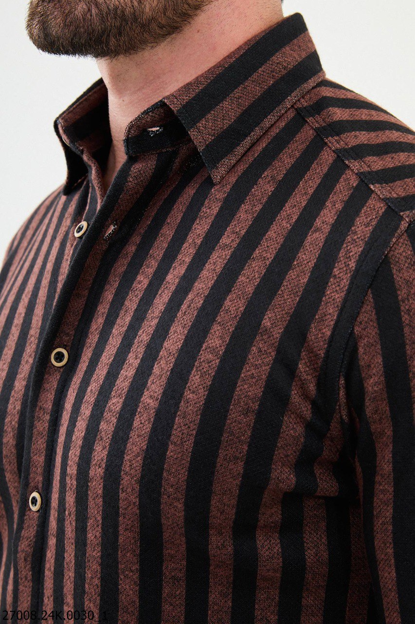 Slagor Brown Striped Shirt