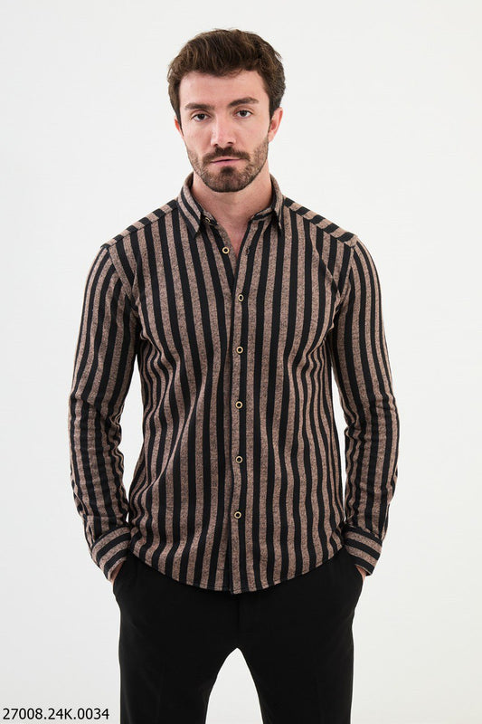 Slagor Beige Striped Shirt