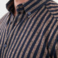 Slynt Beige & Navy Blue Striped Shirt