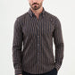 Slynt Beige & Navy Blue Striped Shirt