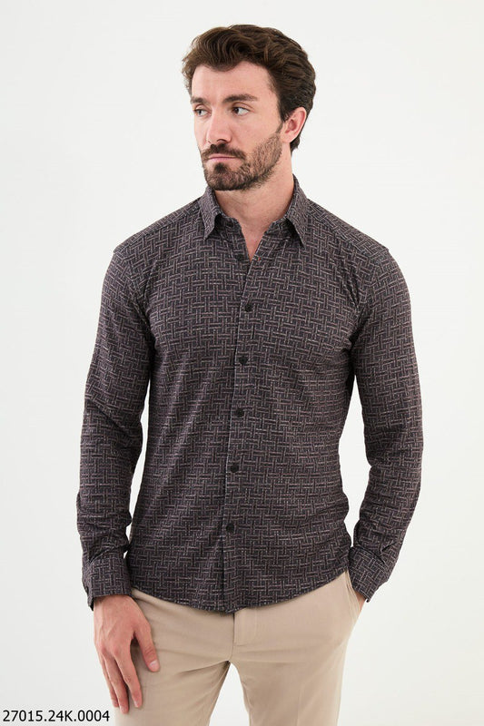 Rondo Brown Patterned Shirt