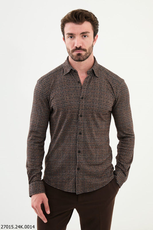 Rondo Camel Patterned Shirt