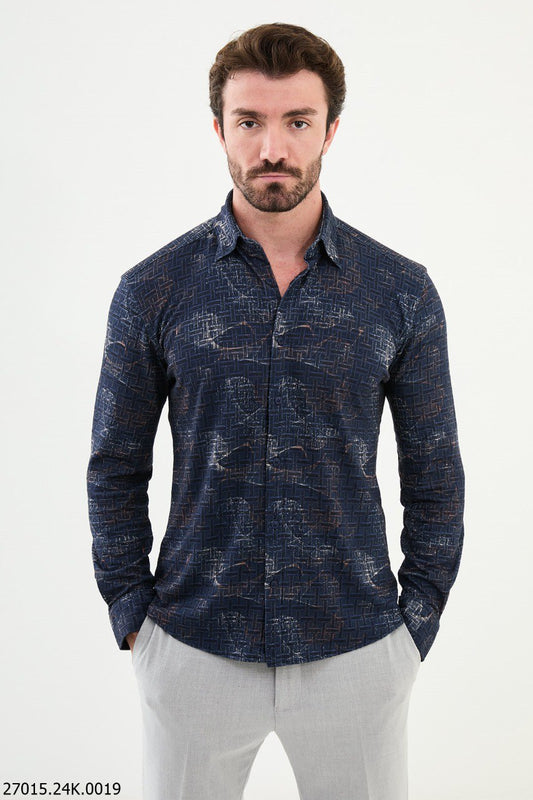 Rondo Blue & White Patterned Shirt