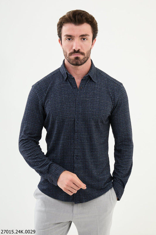 Rondo Dark Blue Patterned Shirt